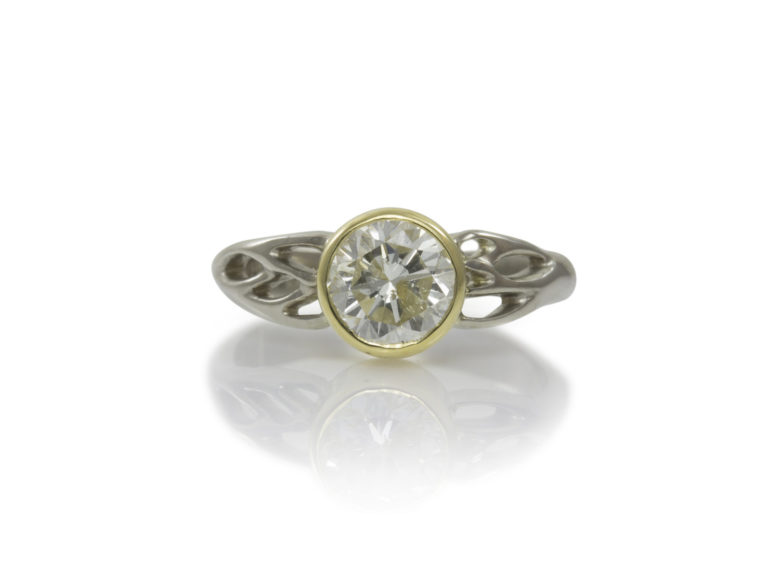 mixed metal solitaire ring