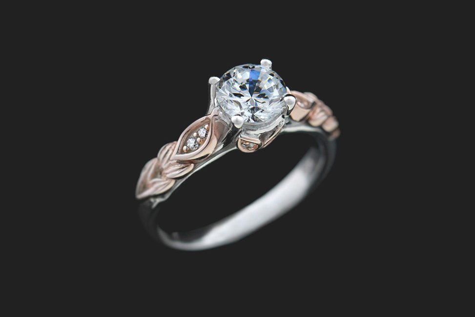 ethical two tone diamond engagement ring