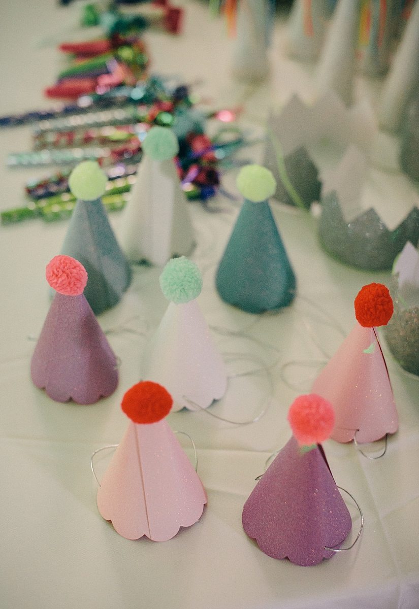 close up of tiny party hats